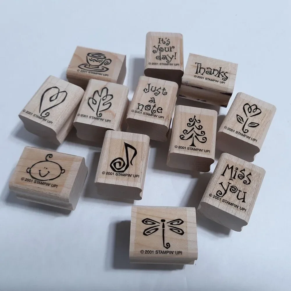 Stampin Up Year Round Cheer 2001 Rubber Stamp Set Thank You Flowers Greetings